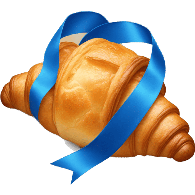 croissant with blue ribbon emoji