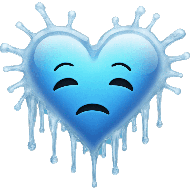 cold heart , blue heart with icicles dripping on the bottom emoji