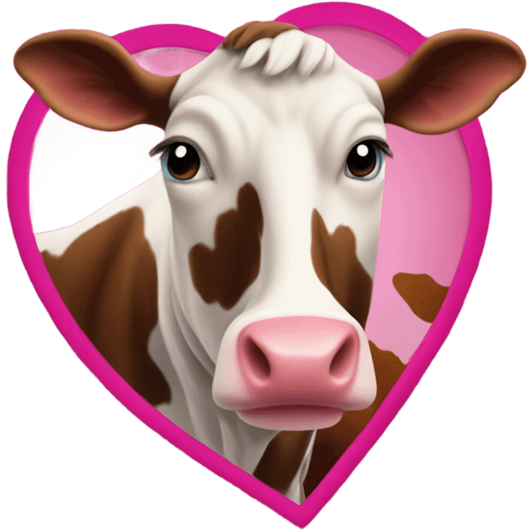 Cow print heart with hot pink lace emoji