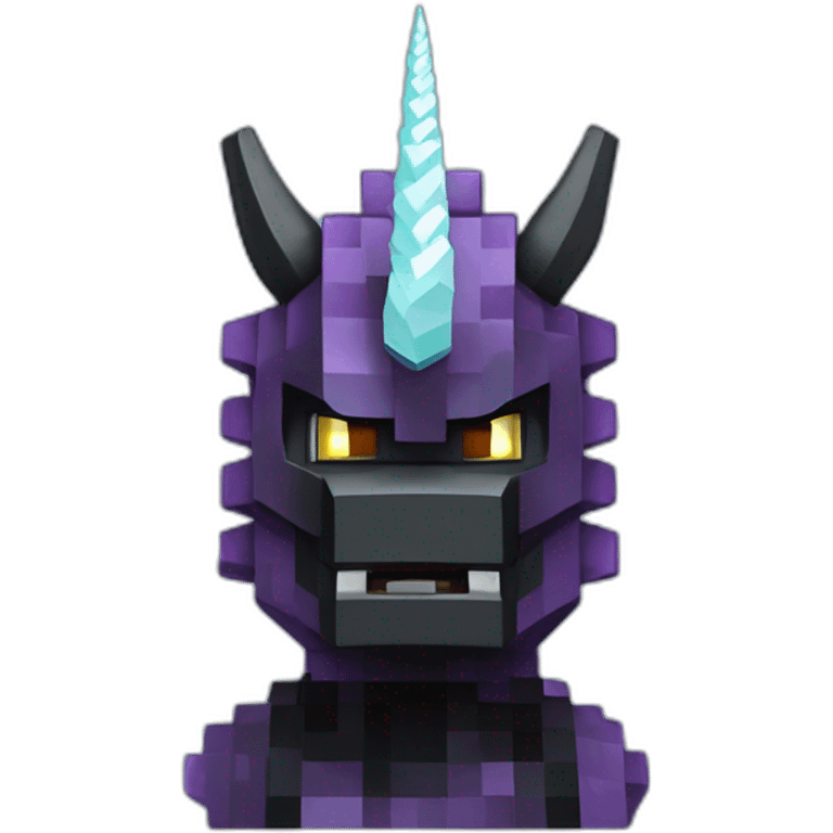 Minecraft Black Godzilla Head With Diamond Unicorn Horn and Lazer Eyes emoji