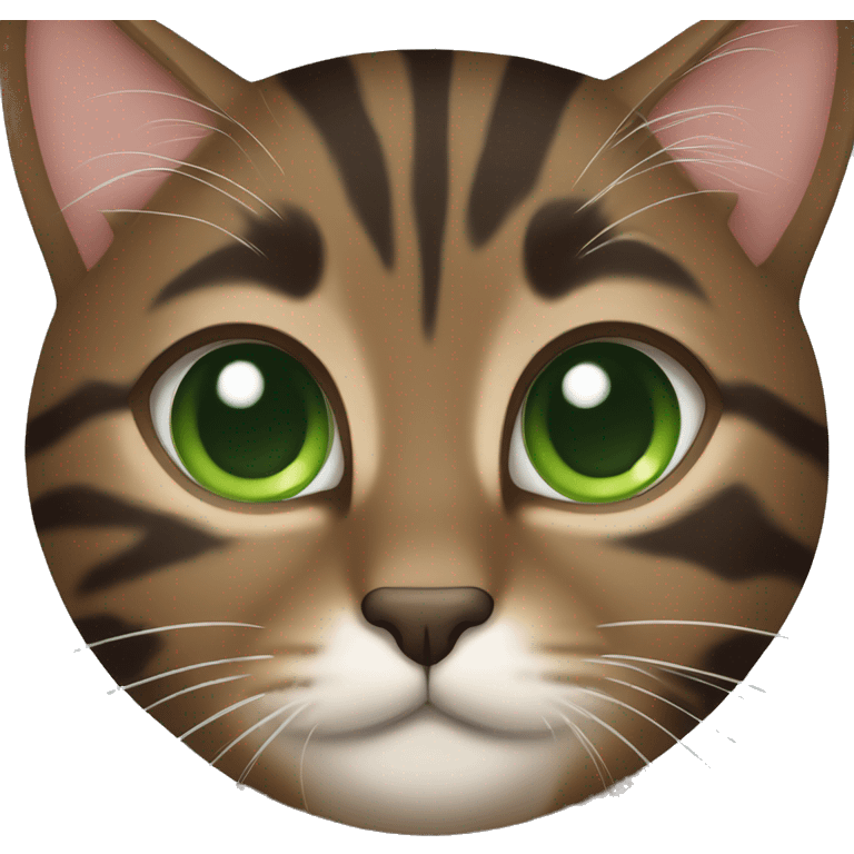 Dark brown female tabby cat with green eyes  emoji