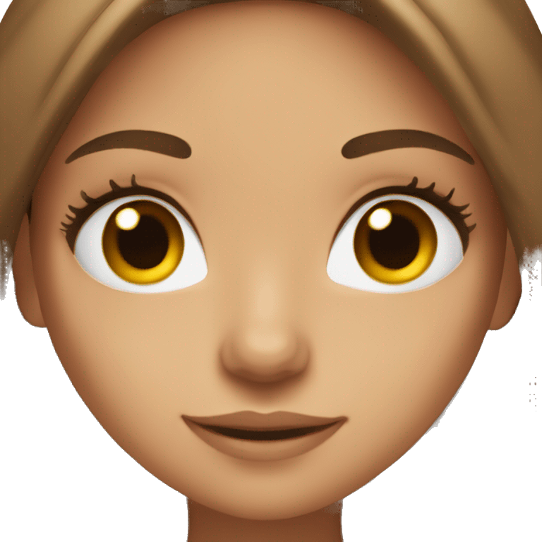 girl with long brown hair and brown eyes and lashes emoji