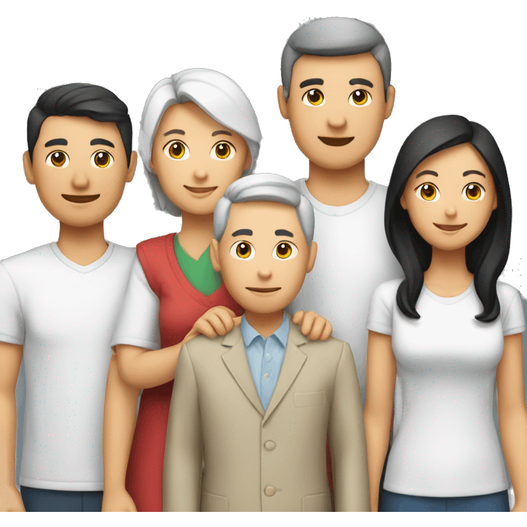 Family 6 people. White mother, asian father emoji