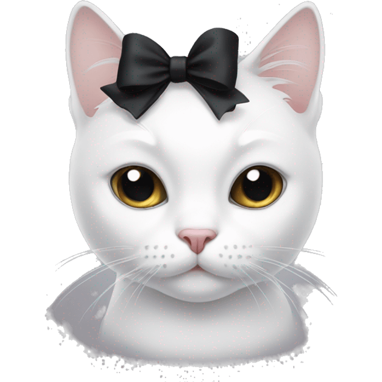 white cat with a black bow emoji