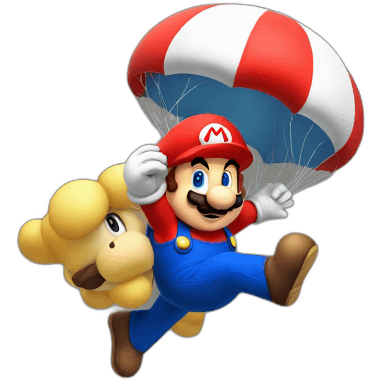 Mario doing parachute  emoji