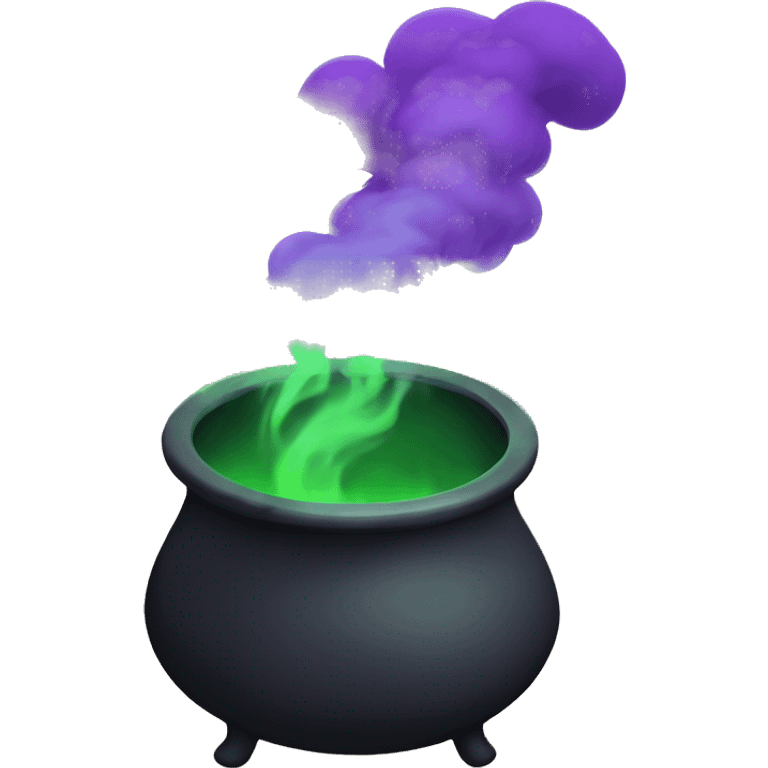 Black cauldron with purple and green smoke coming out  emoji