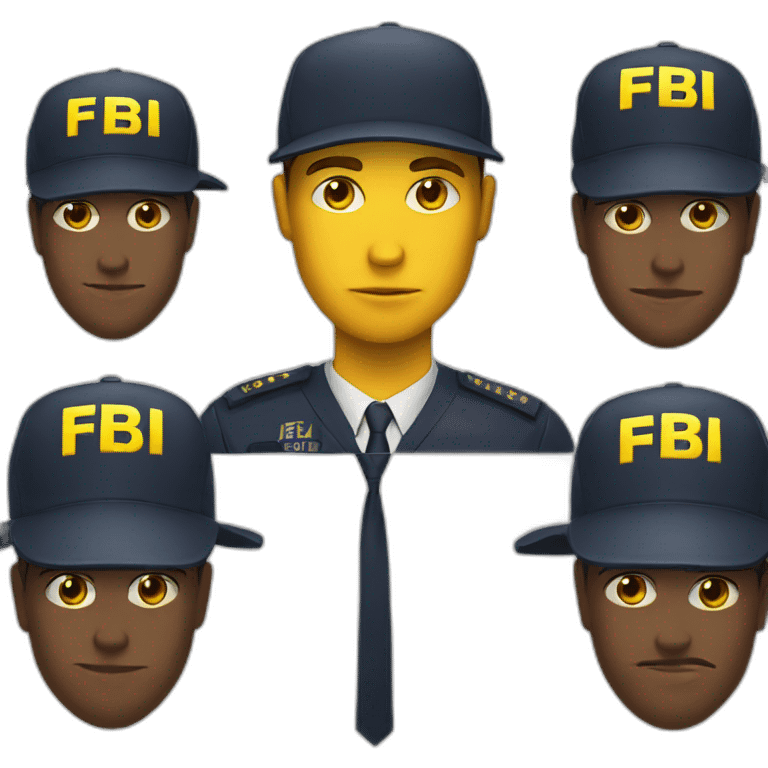 man with yellow "FBI" letters on his cap emoji