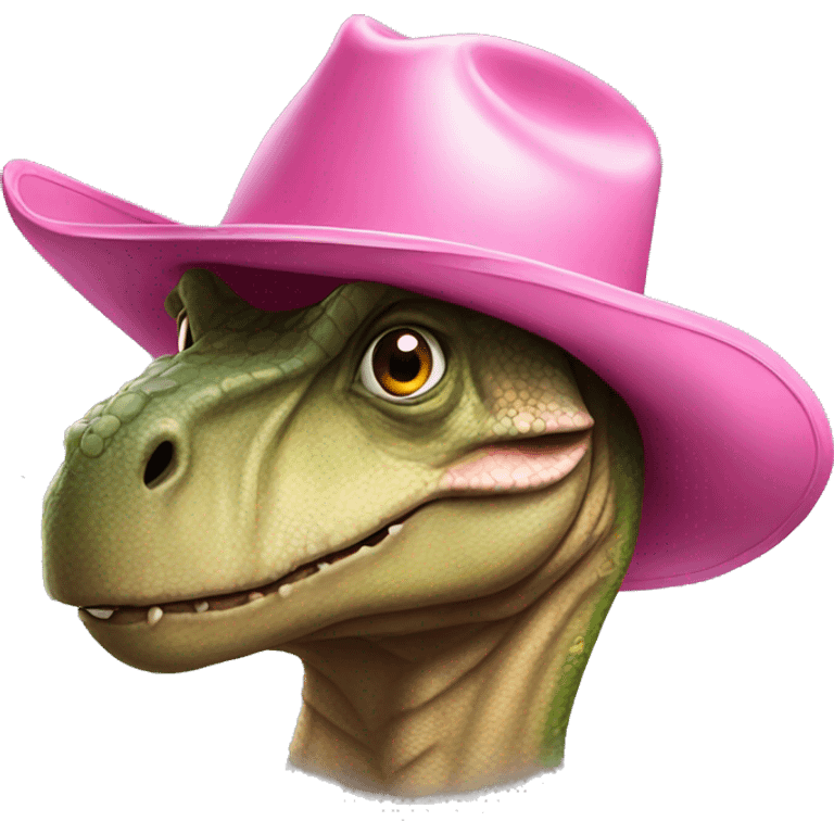 Dinosaur wearing pink cowboy hat emoji