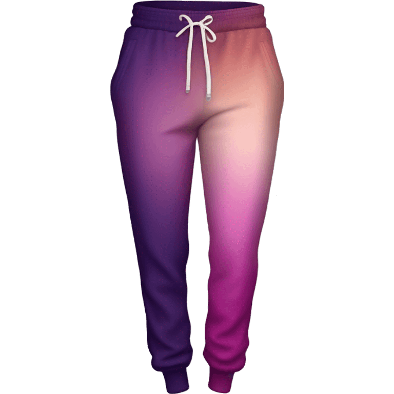 Realistic pair of dark purple to rose gold ombre PINK jogger sweat pants isolated.  emoji