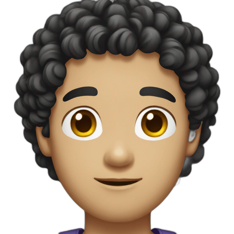 Young curly black hair asian guy emoji