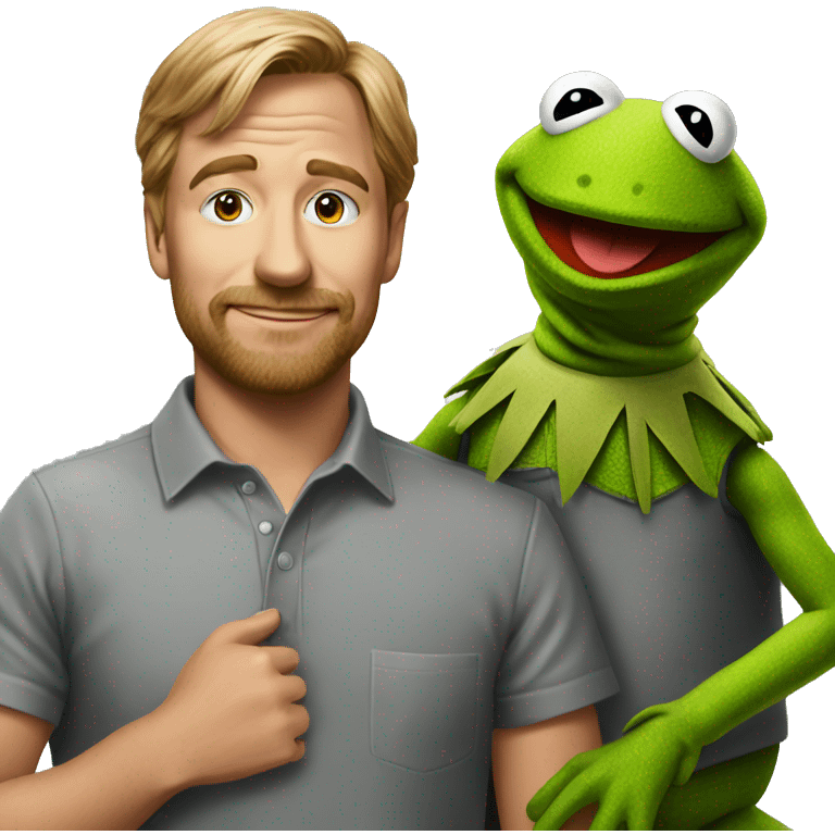 realistic portrait with Kermit emoji