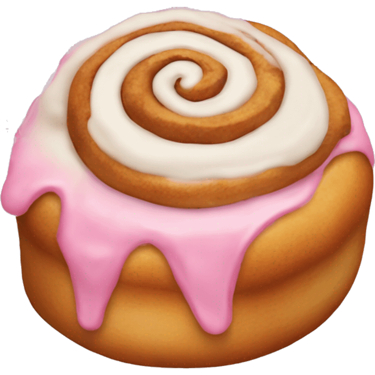 a cinnamon roll with pink frosting emoji