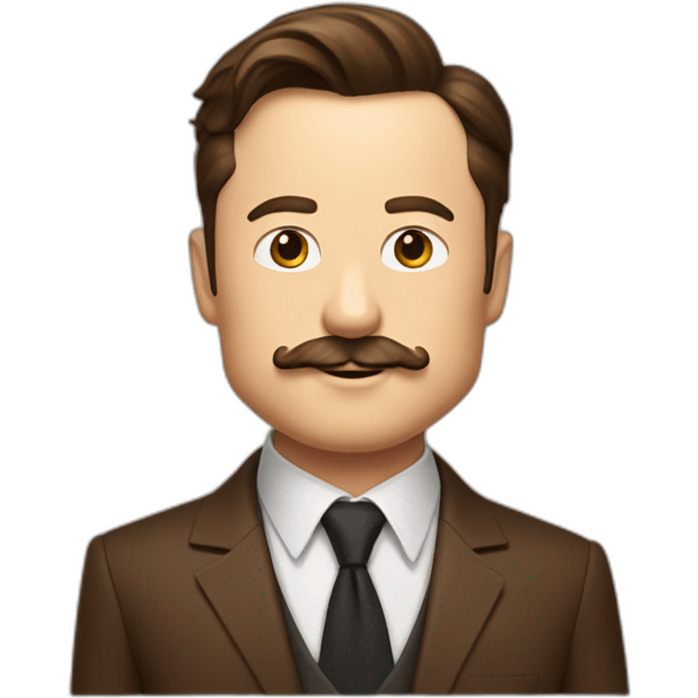 elon musk with mustach and goatie in a brown suit emoji