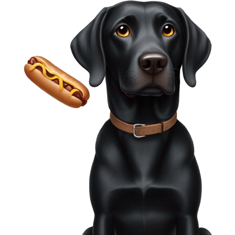 Black lab playing with weiner dog emoji