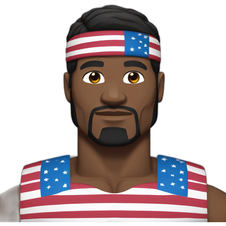 Terry crews muscular with long straight black hair and flag headband emoji