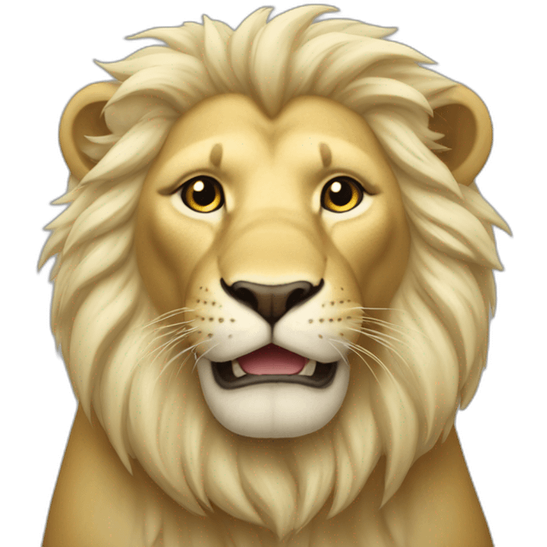 Half-bald blonde lion is very happy emoji