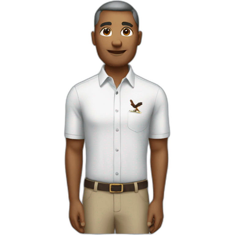 principal wearing shirt with eagle emoji