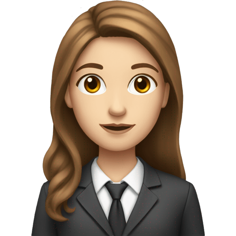 white-girl-with-long-brown-hair with notepad in suit emoji