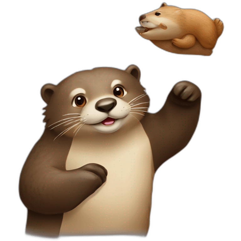 Loutre qui fait un câlin à un ours emoji