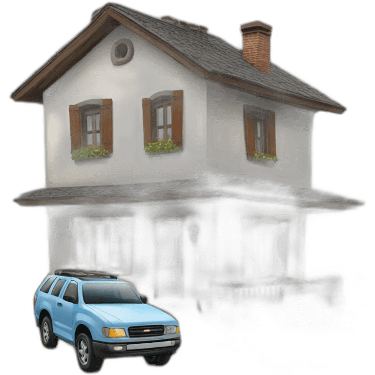 Auto sur une maison emoji