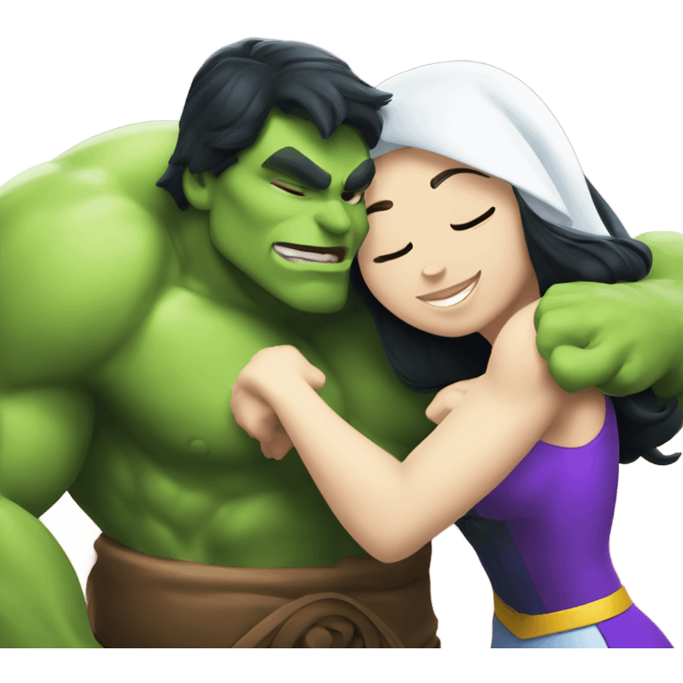 Raphael ninja hulk and Disney Snow White hugging emoji