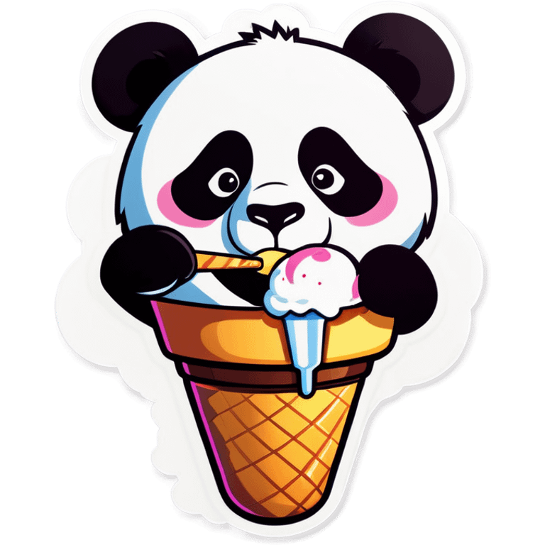 Panda eating ice cream emoji