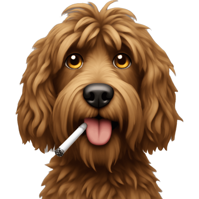 Brown shaggy dog smoking a vape emoji