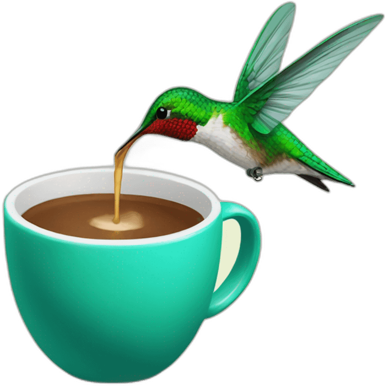 A hummingbird drinking coffe emoji