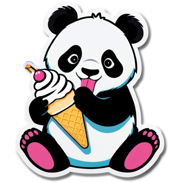 Panda eating ice cream emoji