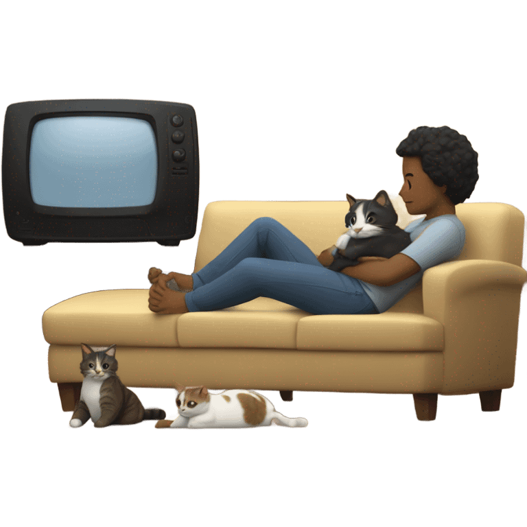 Watching tv with my cats emoji