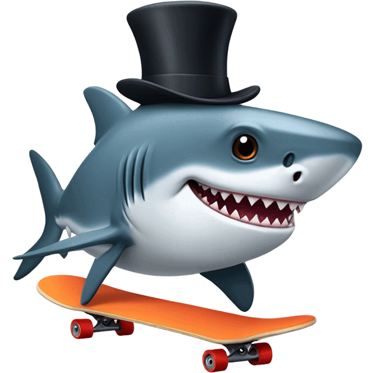 Shark with a top hat riding a skateboard  emoji