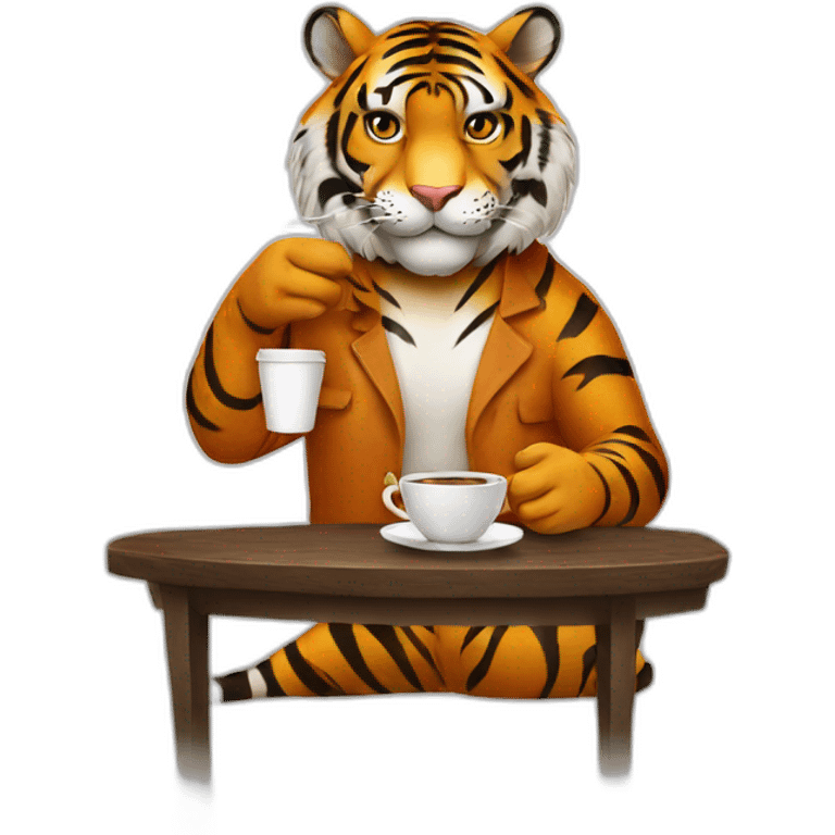 tiger drinking coffee emoji