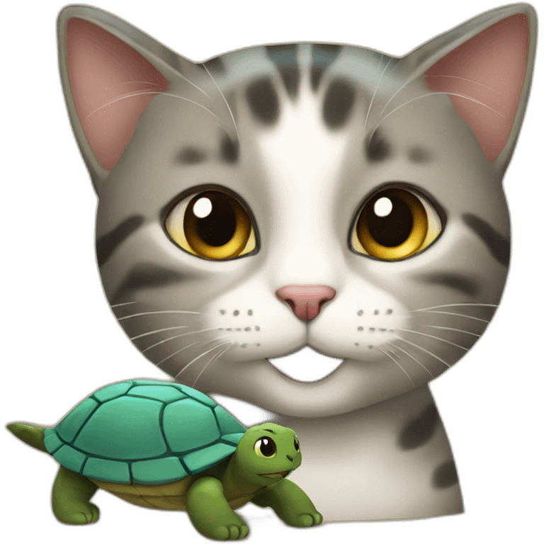 Un chat avec une tortue emoji