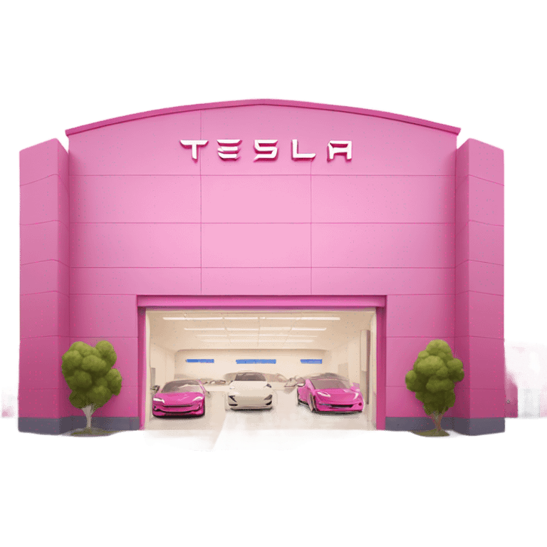 pink tesla factory, front view emoji