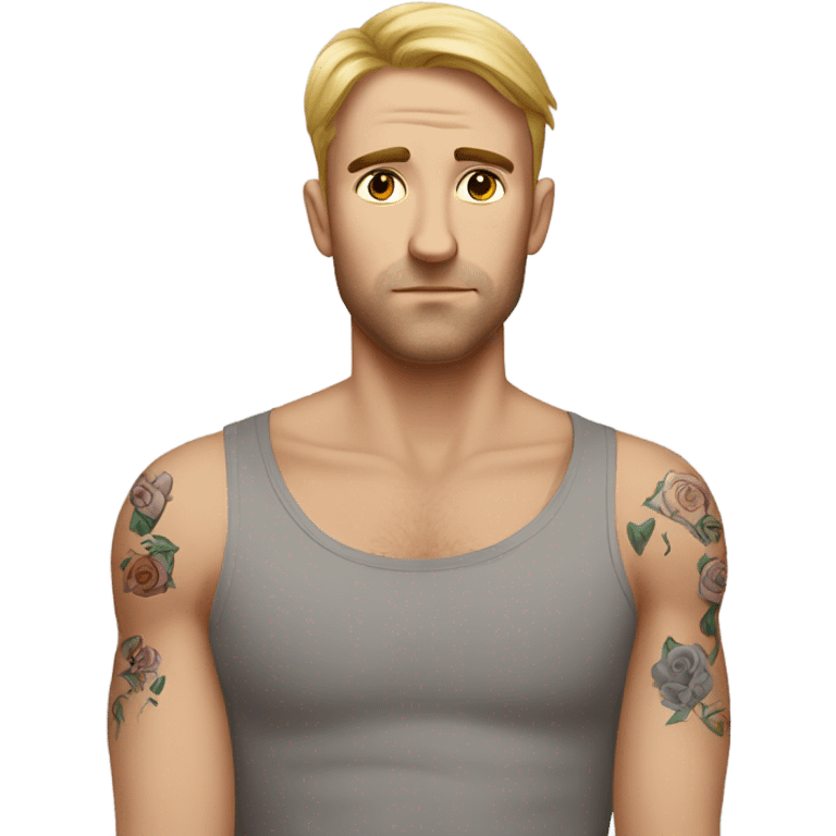 Caucasian depressed man with tattoos emoji