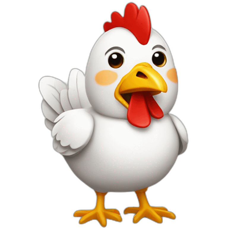 chicken wearing a white shirt with a red diagonal band emoji