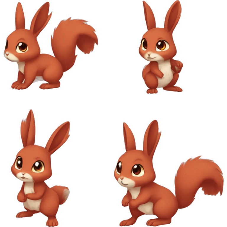 Anthro Sona Fakemon Full Body Red Rabbit Squirrel Chibi Cute  emoji