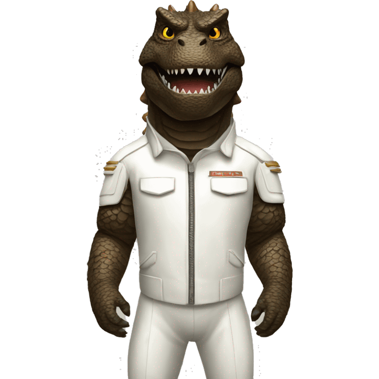 Brown Godzilla with white lieutenant suit costume emoji