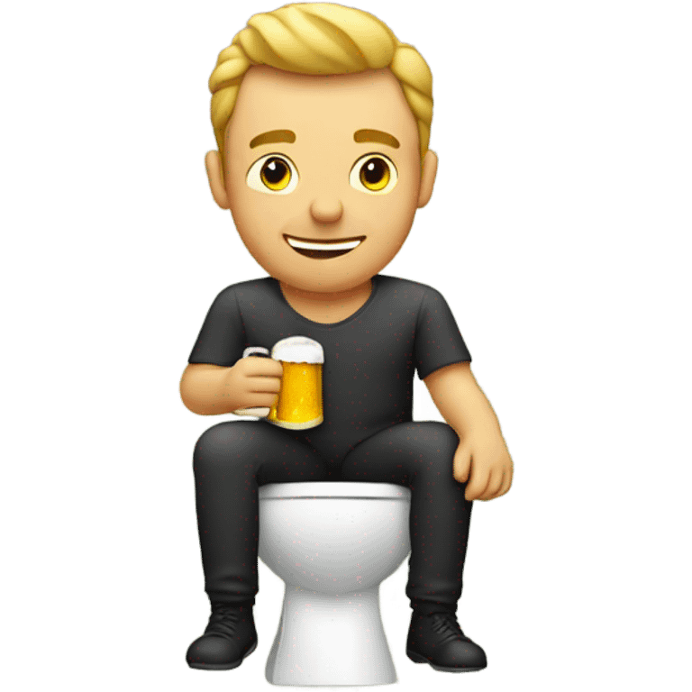 Man on toilet with beer in hand emoji