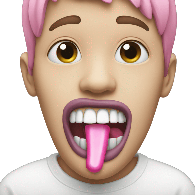 a pink bone in mouth emoji