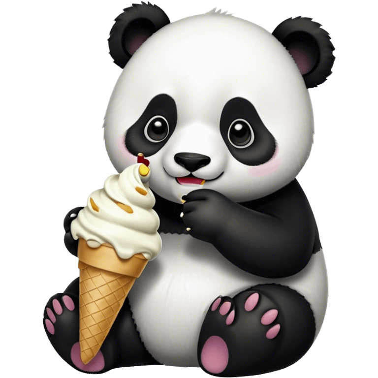 Panda eating ice cream emoji