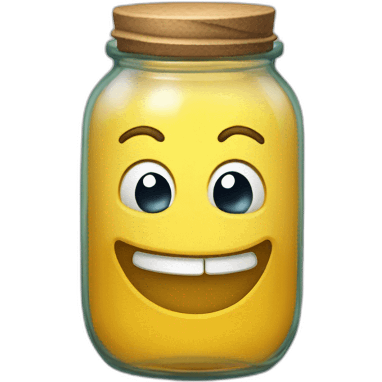 a glass jar of liquid smirks slyly emoji