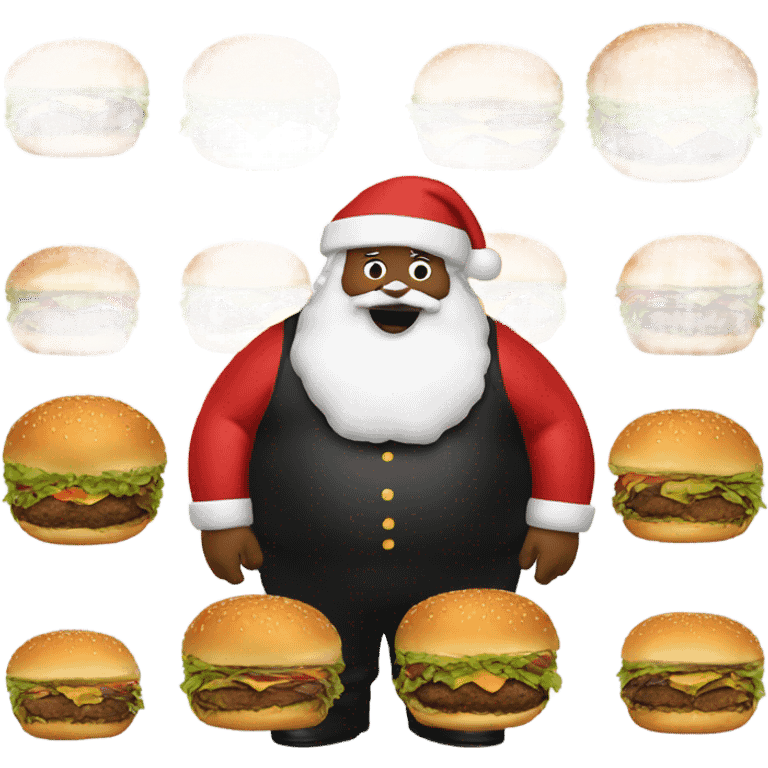 Fat black Santa with a burger emoji