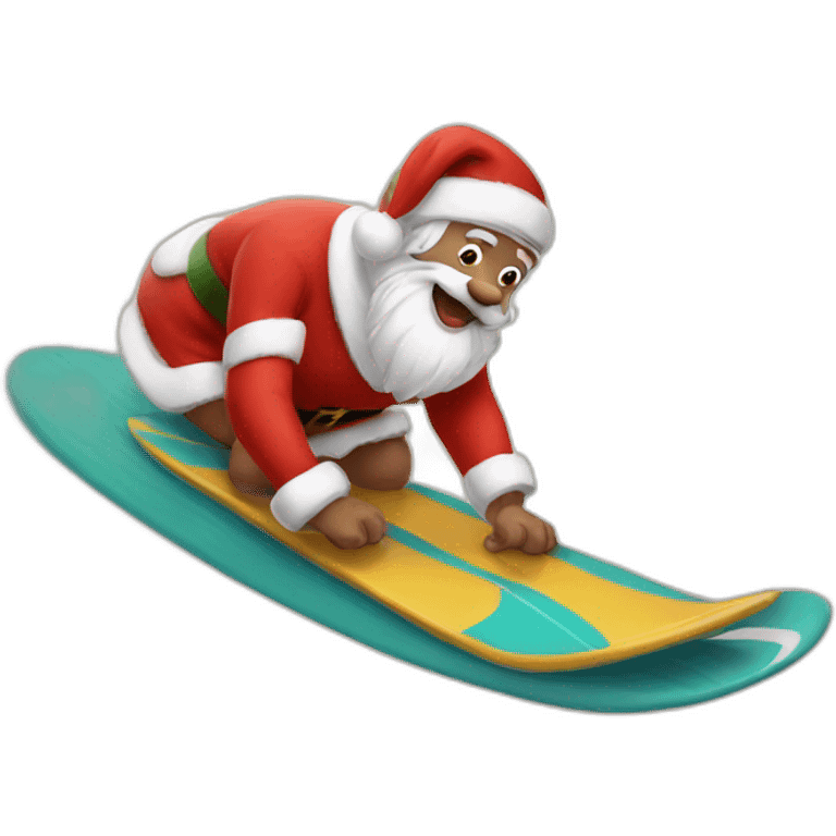 Santa-surfing emoji