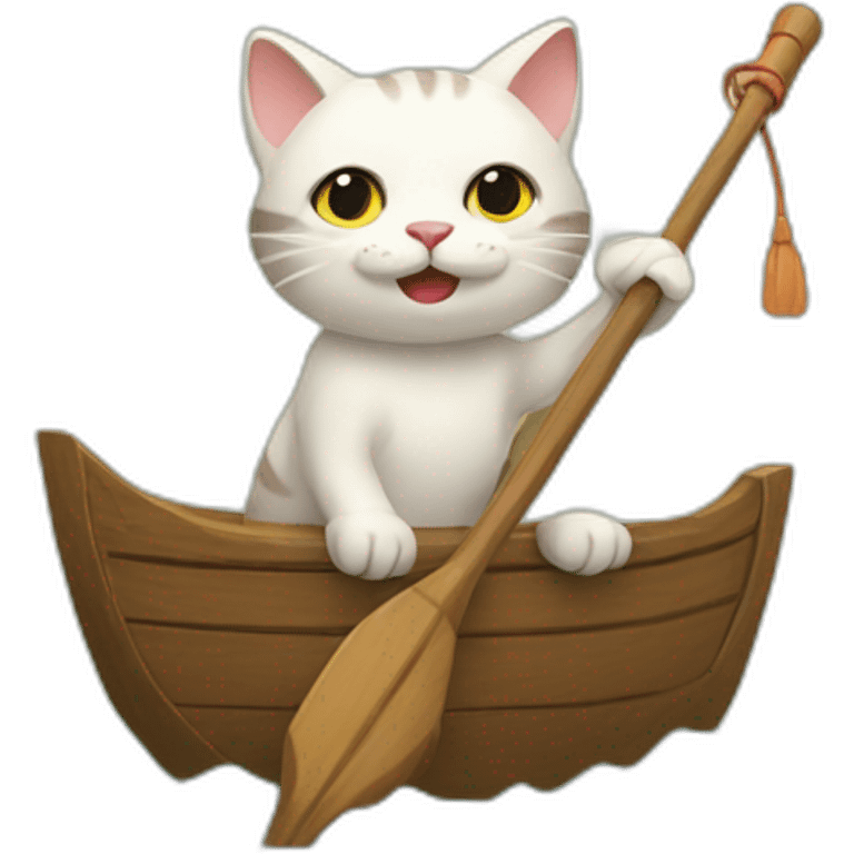 A little cat is rowing a boat emoji