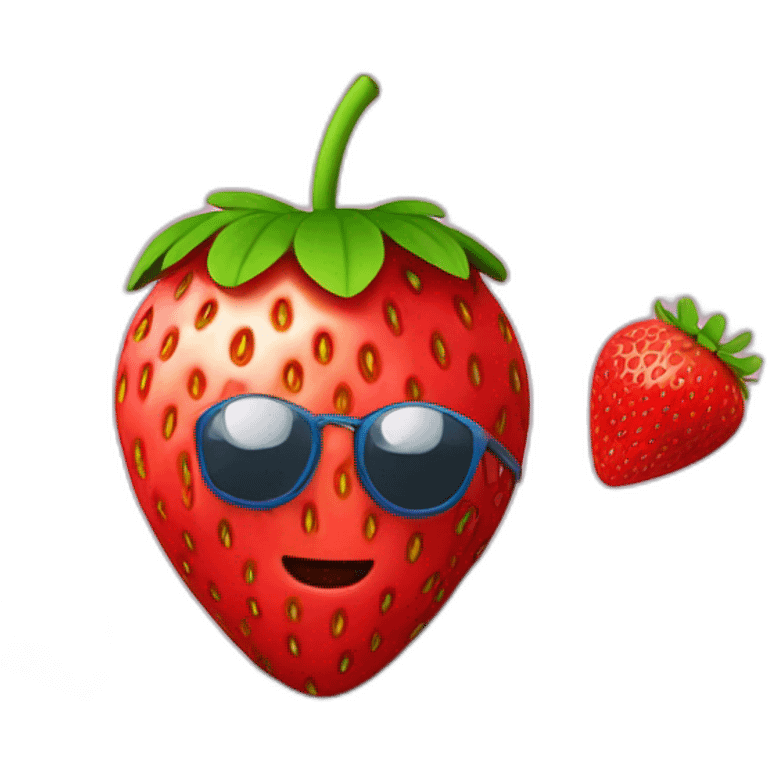 strawberry with a laptop and a cagoule emoji