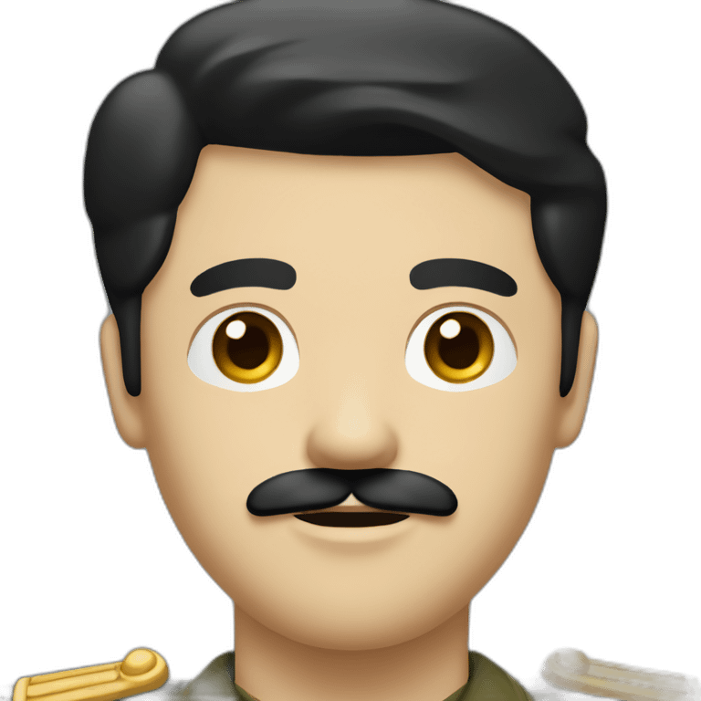 man with black hair and short moustache like chaplin black hair and a militar shirt emoji