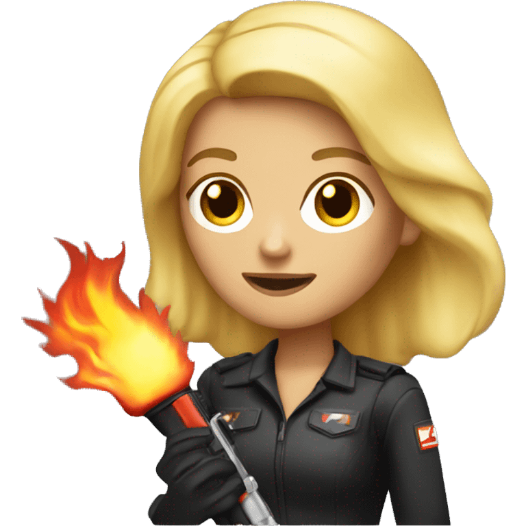 Blonde woman holding flamethrower  emoji