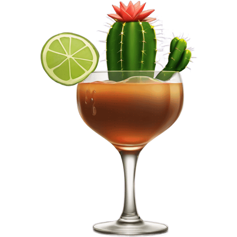 A cactus drinking a Manhattan  emoji