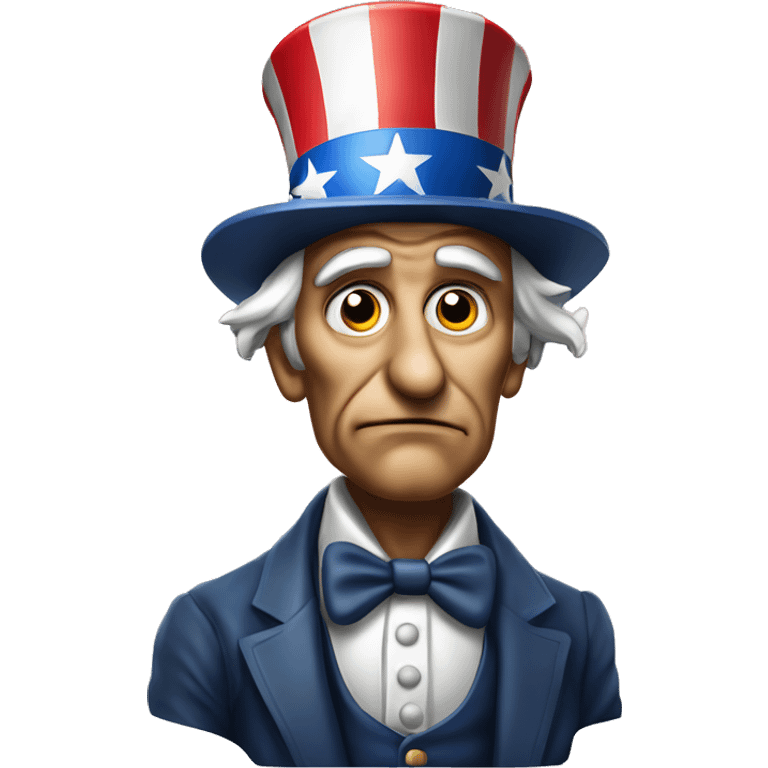 Uncle Sam with pitiful eyes up to his waist photorealistic serious emoji